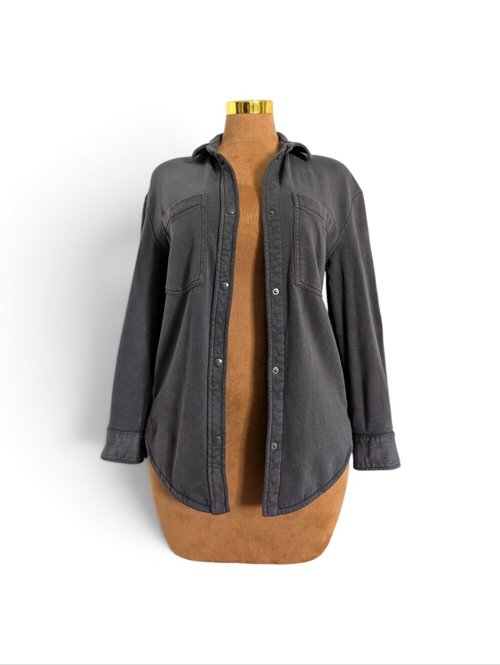 Abercrombie & Fitch Charcoal Gray Oversized Shirt Jacket